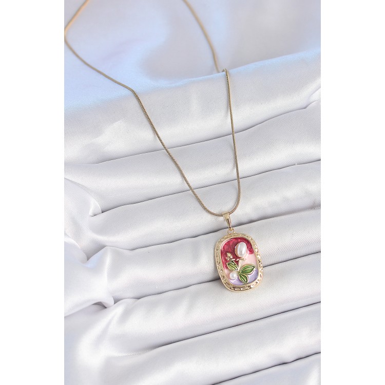 316L Çelik Gold Renk Zincir Mix Renk İncili Çiçek İşlemeli Portre Model Kadın Kolye - TJ-BKO10154 316L Çelik Gold Renk Zincir Mix Renk İncili Çiçek İşlemeli Portre Model Kadın Kolye - TJ-BKO10154