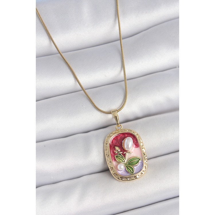 316L Çelik Gold Renk Zincir Mix Renk İncili Çiçek İşlemeli Portre Model Kadın Kolye - TJ-BKO10154 316L Çelik Gold Renk Zincir Mix Renk İncili Çiçek İşlemeli Portre Model Kadın Kolye - TJ-BKO10154