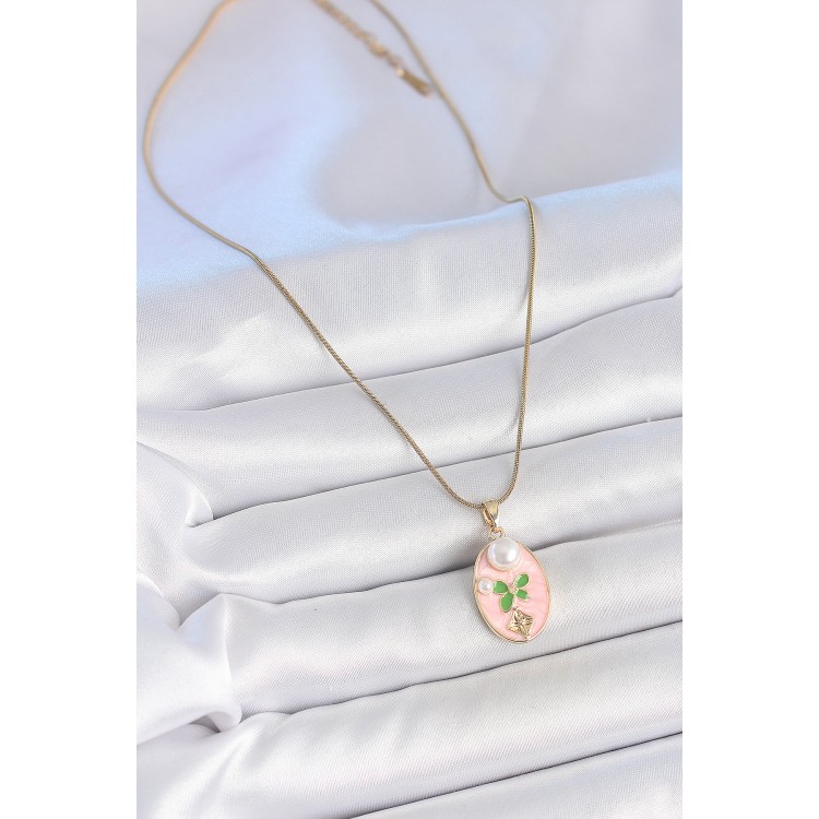 316L Çelik Gold Renk Zincir Pembe Mineli Oval İncili Çiçek İşlemeli Portre Model Kadın Kolye - TJ-BKO10176 316L Çelik Gold Renk Zincir Pembe Mineli Oval İncili Çiçek İşlemeli Portre Model Kadın Kolye - TJ-BKO10176