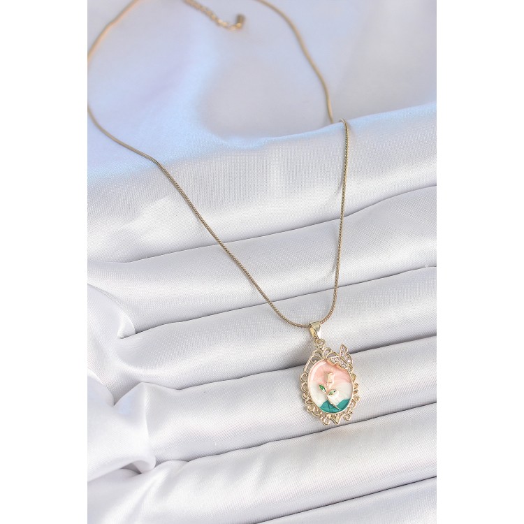 316L Çelik Gold Renk Zincir Mix Renk Çiçek İşlemeli Zirkon Taş Detaylı Portre Model Kadın Kolye - TJ-BKO10182 316L Çelik Gold Renk Zincir Mix Renk Çiçek İşlemeli Zirkon Taş Detaylı Portre Model Kadın Kolye - TJ-BKO10182