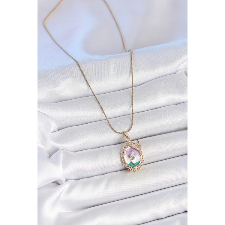 316L Çelik Gold Renk Zincir Mix Renk Mineli Çiçek İşlemeli Zirkon Taş Detaylı Portre Model Kadın Kolye - TJ-BKO10184 316L Çelik Gold Renk Zincir Mix Renk Mineli Çiçek İşlemeli Zirkon Taş Detaylı Portre Model Kadın Kolye - TJ-BKO10184