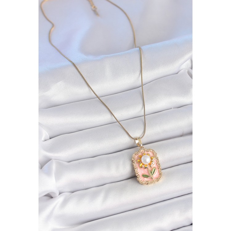 316L Çelik Gold Renk Zincir Pembe Mineli İncli Papatya Model Portre Model Kadın Kolye - TJ-BKO10197 316L Çelik Gold Renk Zincir Pembe Mineli İncli Papatya Model Portre Model Kadın Kolye - TJ-BKO10197