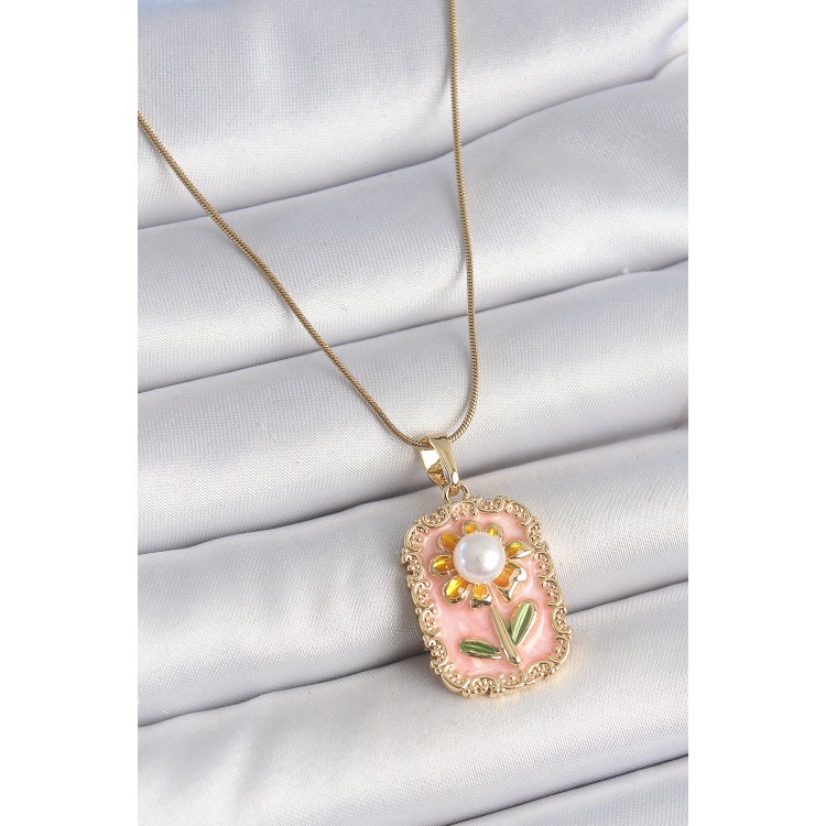 316L Çelik Gold Renk Zincir Pembe Mineli İncli Papatya Model Portre Model Kadın Kolye - TJ-BKO10197 316L Çelik Gold Renk Zincir Pembe Mineli İncli Papatya Model Portre Model Kadın Kolye - TJ-BKO10197