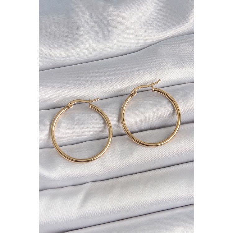 316 Çelik Gold Renk 27 mm Halka Model Kadın Küpe - TJ-BKP10508 316 Çelik Gold Renk 27 mm Halka Model Kadın Küpe - TJ-BKP10508