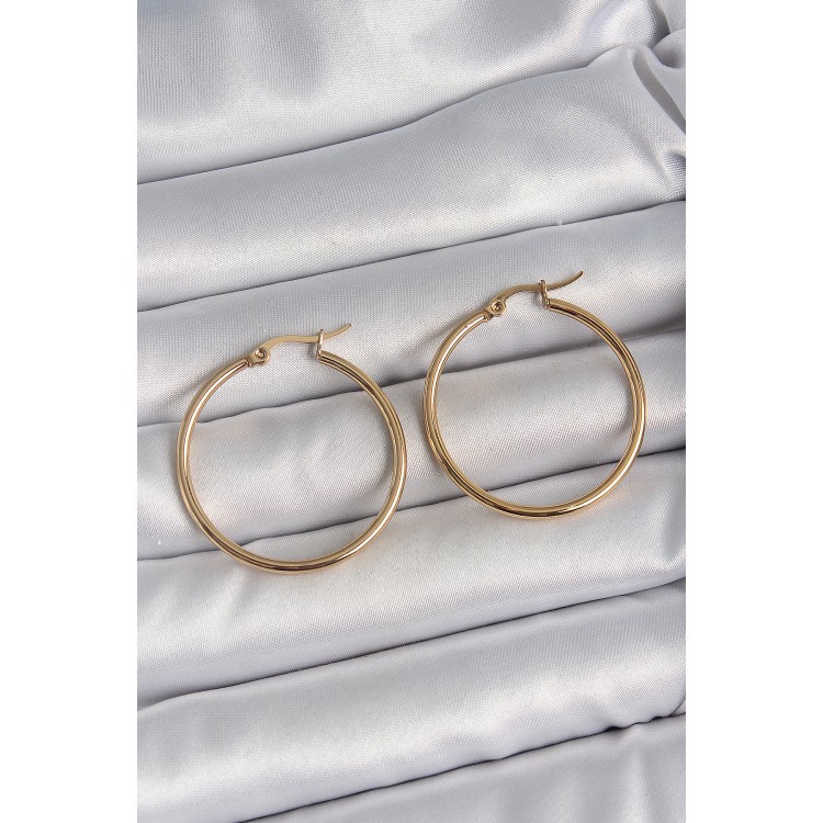 316 Çelik Gold Renk 33 mm Kadın Halka Model Kadın Küpe - TJ-BKP10509 316 Çelik Gold Renk 33 mm Kadın Halka Model Kadın Küpe - TJ-BKP10509