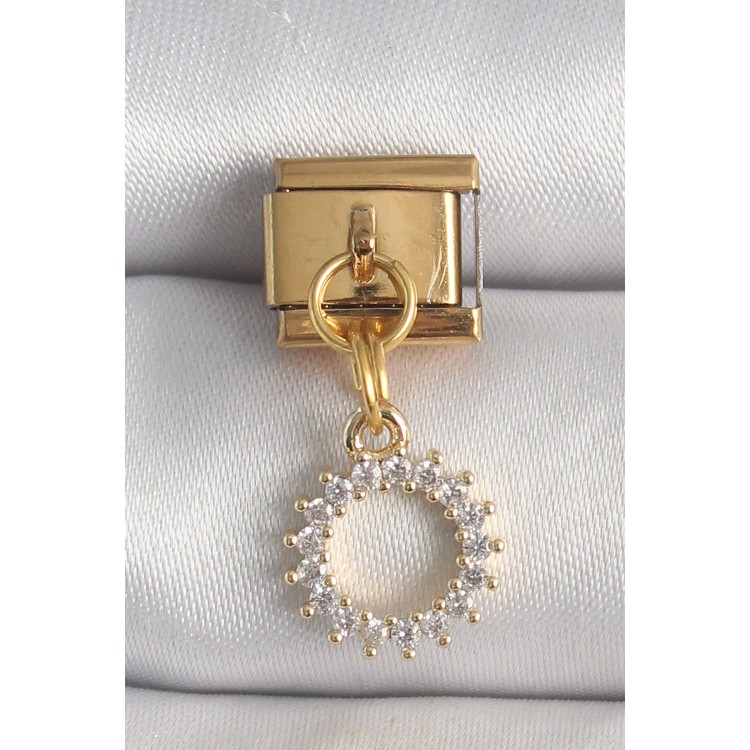 316L Çelik Gold Renk Zirkon Taşlı Sallantı Güneş Model Nomination Charm - TJ-BC1353 316L Çelik Gold Renk Zirkon Taşlı Sallantı Güneş Model Nomination Charm - TJ-BC1353