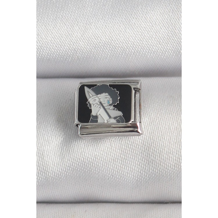 316L Çelik Gümüş Renk Siyah İşlemeli Portre Model Nomination Charm - TJ-BC1385 316L Çelik Gümüş Renk Siyah İşlemeli Portre Model Nomination Charm - TJ-BC1385