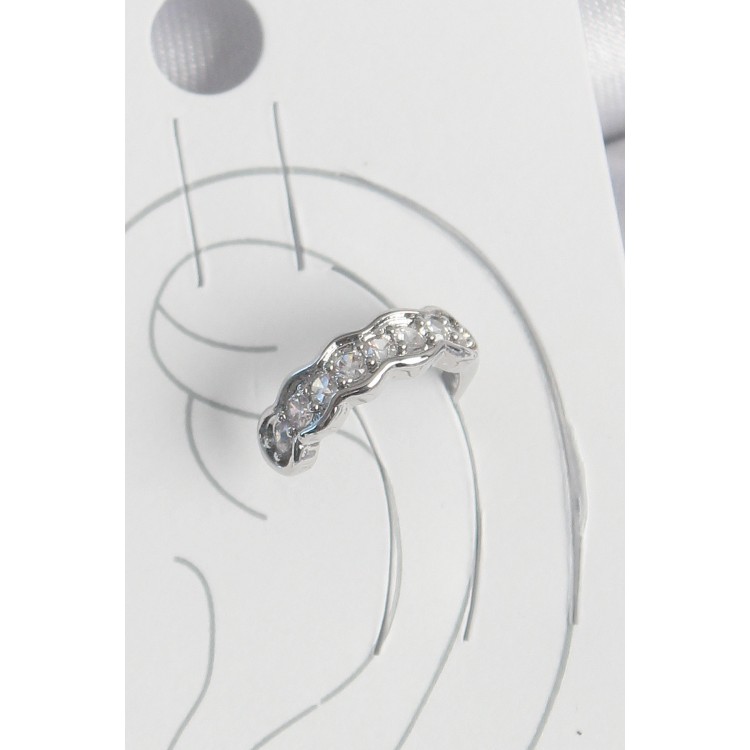 Pirinç Gümüş Renk Zirkon Taşlı Kıkırdak Model Kadın Küpe - TJ-BKP10550