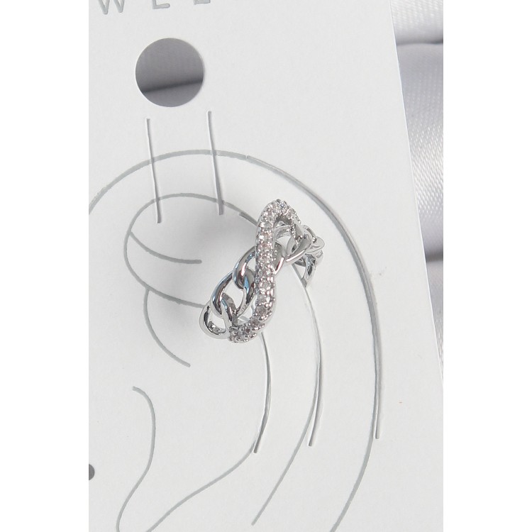 Pirinç Gümüş Renk Zirkon Taşlı Zincir Sonsuzluk Model Kadın Kıkırdak Küpe - TJ-BKP10553 Pirinç Gümüş Renk Zirkon Taşlı Zincir Sonsuzluk Model Kadın Kıkırdak Küpe - TJ-BKP10553