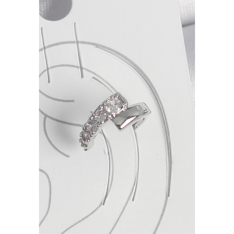 Pirinç Gümüş Renk Zirkon Taşlı Kadın Kıkırdak Küpe - TJ-BKP10556