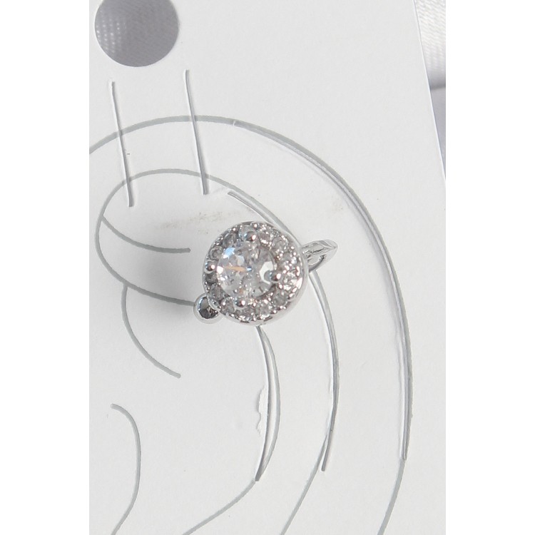 Pirinç Gümüş Renk Zirkon Taşlı Kadın Kıkırdak Model Küpe - TJ-BKP10559