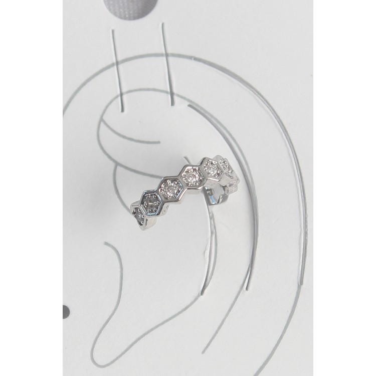 Pirinç Gümüş Renk Bal Peteği Model Zirkon Taşlı Kadın Kıkırdak Küpe - TJ-BKP10568 Pirinç Gümüş Renk Bal Peteği Model Zirkon Taşlı Kadın Kıkırdak Küpe - TJ-BKP10568