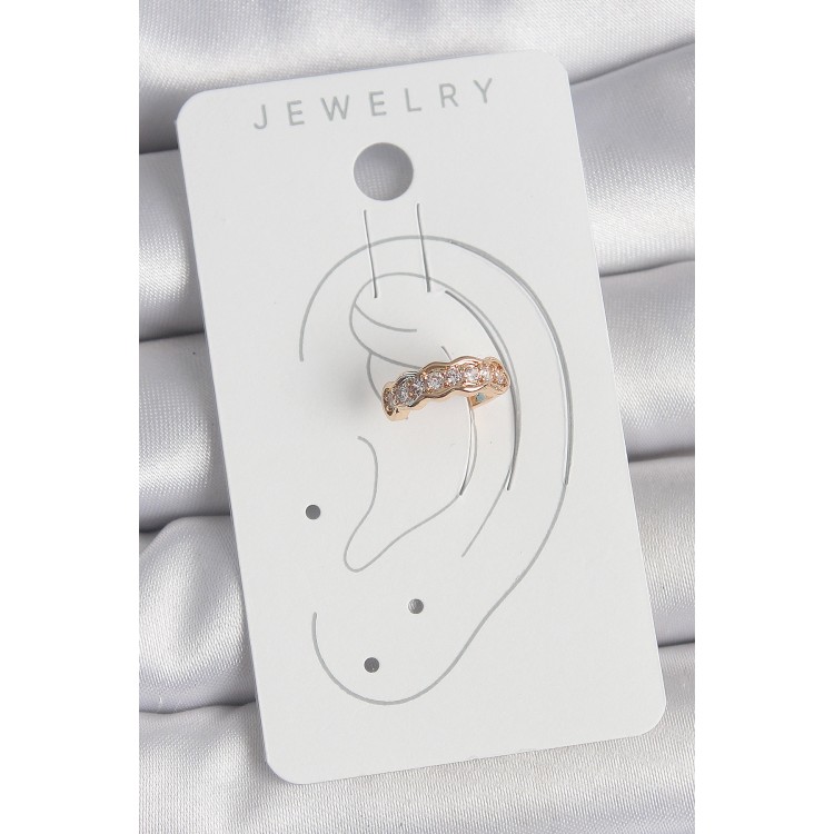 Pirinç Gold Renk Zirkon Taşlı Kadın Kıkırdak Küpe - TJ-BKP10571