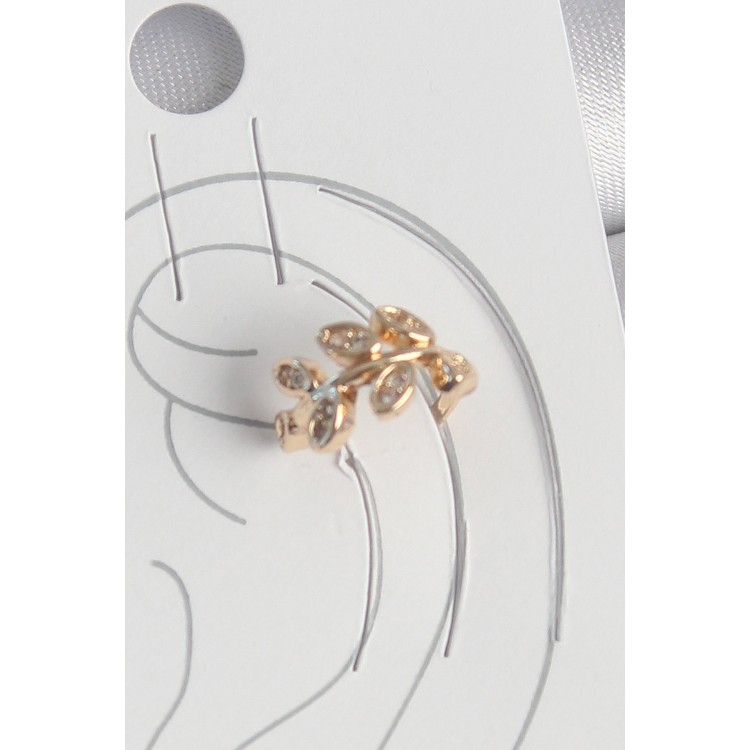 Pirinç Gold Renk Zirkon Taşlı Yaprak Model Kadın Kıkırdak Küpe - TJ-BKP10572