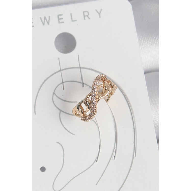 Pirinç Gold Renk Zirkon Taşlı Sonsuzluk Zincir Model Kadın Kıkırdak Küpe - TJ-BKP10575 Pirinç Gold Renk Zirkon Taşlı Sonsuzluk Zincir Model Kadın Kıkırdak Küpe - TJ-BKP10575