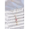 Pirinç Zincir Gold Renk Pembe Zirkon Taşlı Y Kolye - TJ-BKO10228