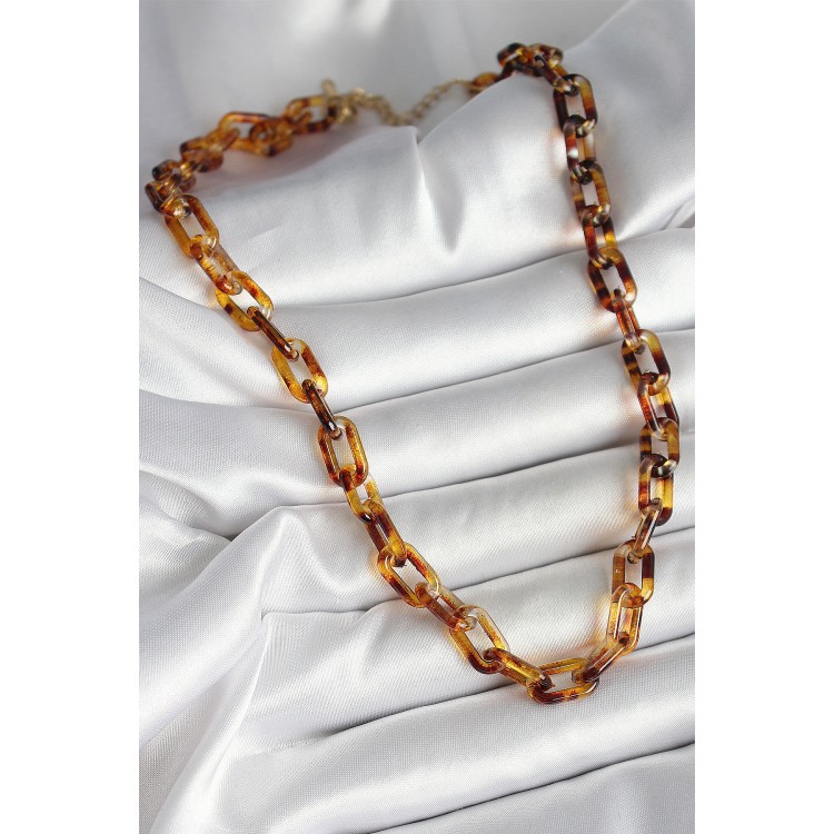 Leopar Desenli Mika Zincir Kadın Kolye - TJ-BKO10236