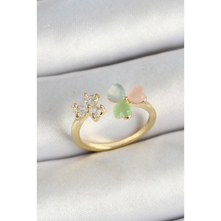 Pirinç Kalp Figürlü Zirkon Taşlı Gold Renk Ayarlanabilir Kadın Yüzük - TJ-BYK3762 Pirinç Kalp Figürlü Zirkon Taşlı Gold Renk Ayarlanabilir Kadın Yüzük - TJ-BYK3762