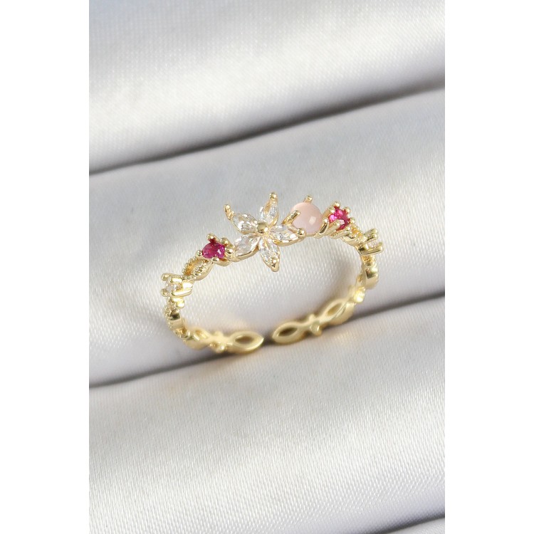 Pirinç Papatya Figürlü Zirkon Taşlı Gold Renk Ayarlanabilir Kadın Yüzük - TJ-BYK3778 Pirinç Papatya Figürlü Zirkon Taşlı Gold Renk Ayarlanabilir Kadın Yüzük - TJ-BYK3778