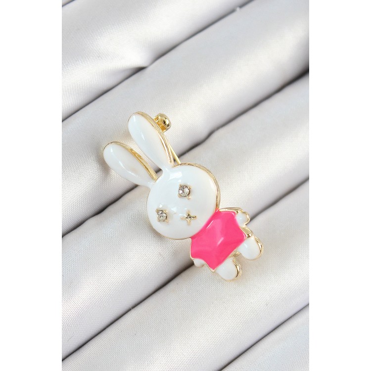 Zirkon Taş Detaylı Beyaz Ve Pembe 3D Tavşan Figürlü Kadın Broş - TJ-BR436 Zirkon Taş Detaylı Beyaz Ve Pembe 3D Tavşan Figürlü Kadın Broş - TJ-BR436