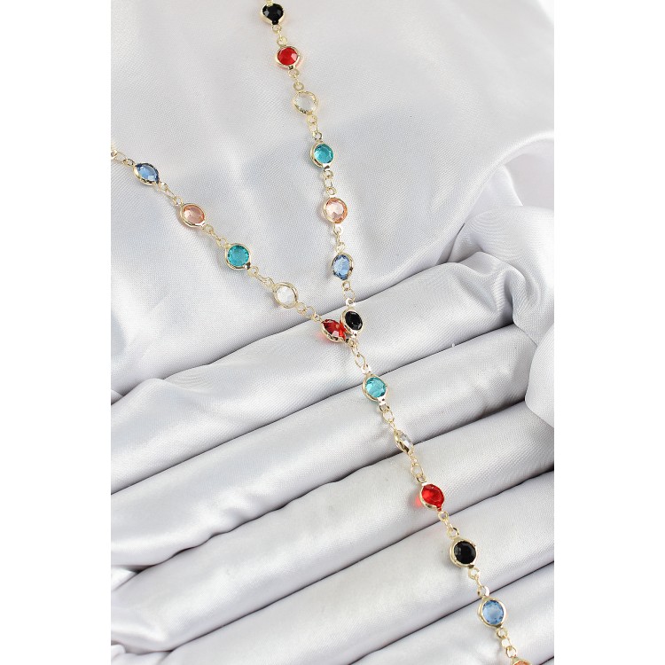 Pirinç Asorti Model Gold Renk Zirkon Taşlı Y Kolye - TJ-BKO10249 Pirinç Asorti Model Gold Renk Zirkon Taşlı Y Kolye - TJ-BKO10249