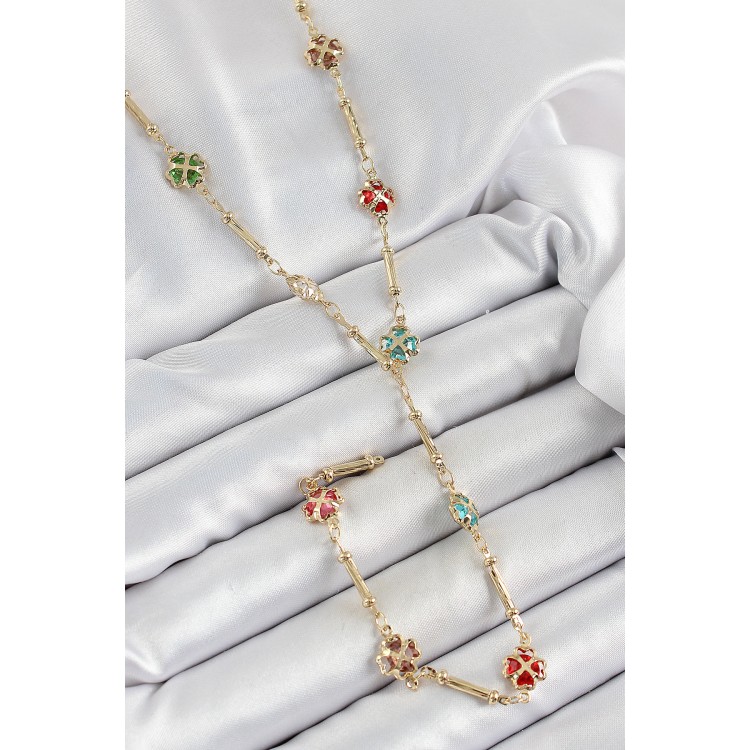 Pirinç Asorti Kalpli Yonca Model Gold Renk Zirkon Taşlı Y Kolye - TJ-BKO10255 Pirinç Asorti Kalpli Yonca Model Gold Renk Zirkon Taşlı Y Kolye - TJ-BKO10255