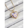 316L Çelik Zincir Mor Sanatsal Portre İnci Detaylı Papatya Figürlü Kalp Model Gold Renk Kadın Kolye - TJ-BKO10272