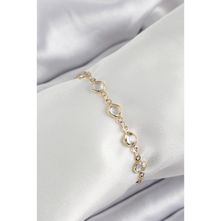 Pirinç Gold Renk Zirkon Taşlı Kadın Bileklik - TJ-BB7045 Pirinç Gold Renk Zirkon Taşlı Kadın Bileklik - TJ-BB7045
