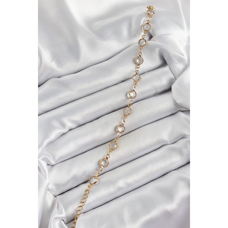 Pirinç Gold Renk Zirkon Taşlı Kadın Bileklik - TJ-BB7050