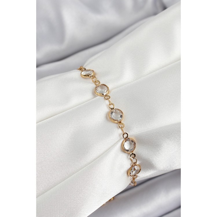 Pirinç Gold Renk Zirkon Taşlı Kadın Bileklik - TJ-BB7050 Pirinç Gold Renk Zirkon Taşlı Kadın Bileklik - TJ-BB7050