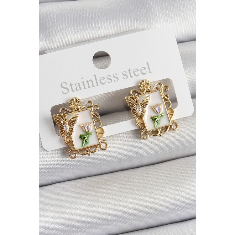 Pirinç Beyaz Mineli Sanatsal Portre Model Gold Renk Kadın Küpe - TJ-BKP10683 Pirinç Beyaz Mineli Sanatsal Portre Model Gold Renk Kadın Küpe - TJ-BKP10683