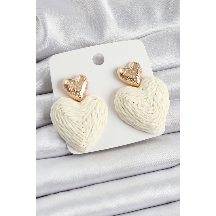 Krem Kalp Figürlü Hasır Örgü Model Gold Renk Kadın Küpe - TJ-BKP10736