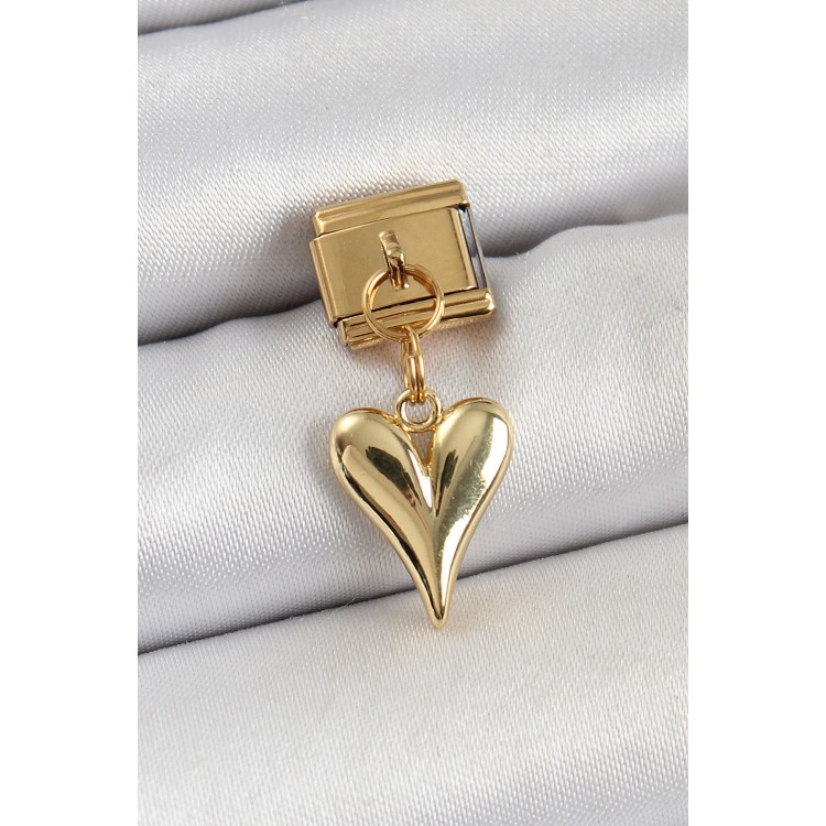 316L Çelik Sallantılı Kalp Model Gold Renk Nomination Charm - TJ-BC1399 316L Çelik Sallantılı Kalp Model Gold Renk Nomination Charm - TJ-BC1399