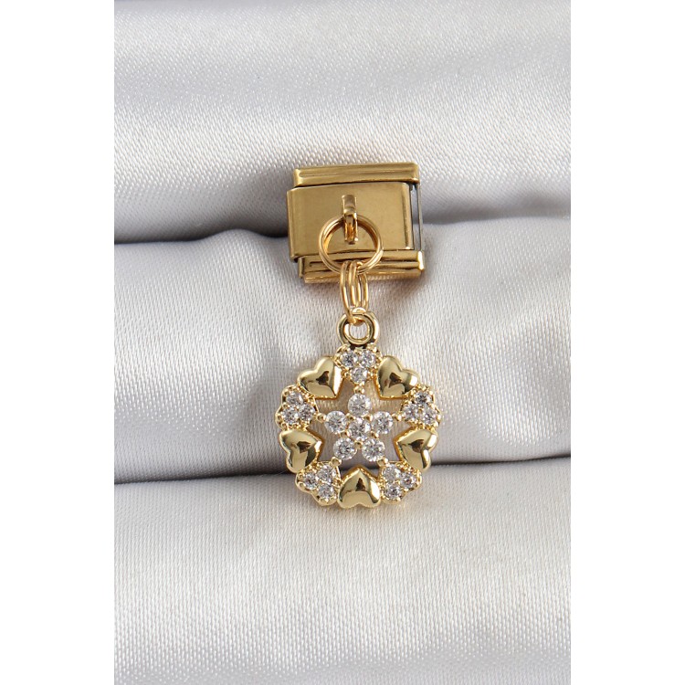 316L Çelik Sallantılı Zirkon Taşlı Kalp Detaylı Yıldz Model Gold Renk Nomination Charm - TJ-BC1415 316L Çelik Sallantılı Zirkon Taşlı Kalp Detaylı Yıldz Model Gold Renk Nomination Charm - TJ-BC1415