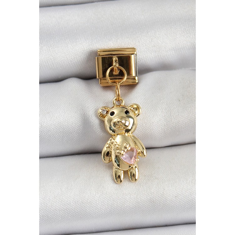 316L Çelik Sallantılı Zirkon Taşlı Ayıcık Model Gold Renk Nomination Charm - TJ-BC1421 316L Çelik Sallantılı Zirkon Taşlı Ayıcık Model Gold Renk Nomination Charm - TJ-BC1421