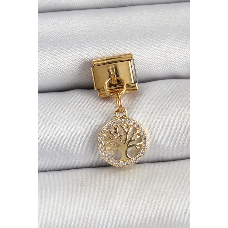 316L Çelik Sallantılı Zirkon Taşlı Hayat Ağacı Model Gold Renk Nomination Charm - TJ-BC1422 316L Çelik Sallantılı Zirkon Taşlı Hayat Ağacı Model Gold Renk Nomination Charm - TJ-BC1422