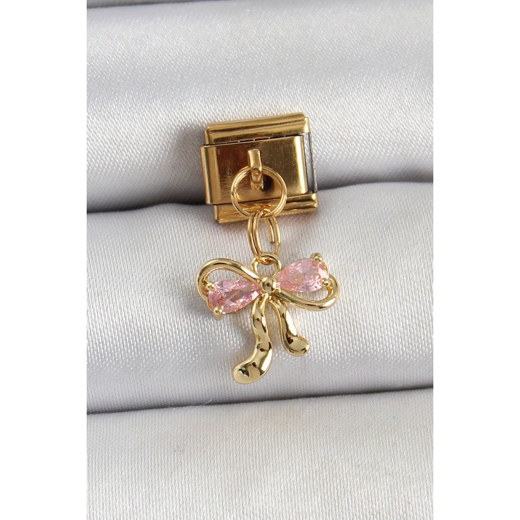 316L Çelik Sallantılı Zirkon Taşlı Fiyonk Model Gold Renk Nomination Charm - TJ-BC1423 316L Çelik Sallantılı Zirkon Taşlı Fiyonk Model Gold Renk Nomination Charm - TJ-BC1423