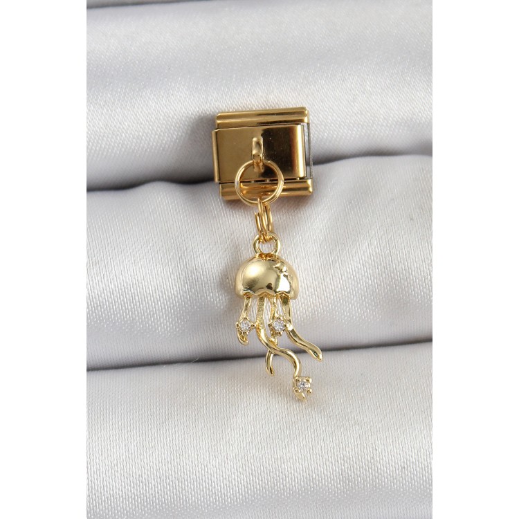 316L Çelik Sallantılı Zirkon Taşlı Deniz Anası Model Gold Renk Nomination Charm - TJ-BC1427 316L Çelik Sallantılı Zirkon Taşlı Deniz Anası Model Gold Renk Nomination Charm - TJ-BC1427