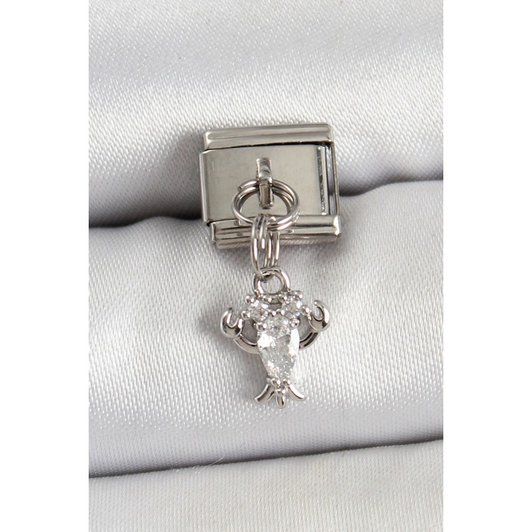 316L Çelik Sallantılı Zirkon Taşlı Yengeç Model Gümüş Renk Nomination Charm - TJ-BC1449 316L Çelik Sallantılı Zirkon Taşlı Yengeç Model Gümüş Renk Nomination Charm - TJ-BC1449
