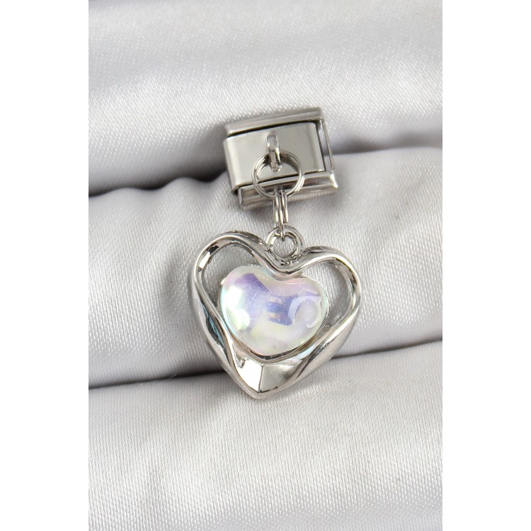 316L Çelik Sallantılı Zirkon Taşlı Kalp Model Gümüş Renk Nomination Charm - TJ-BC1461 316L Çelik Sallantılı Zirkon Taşlı Kalp Model Gümüş Renk Nomination Charm - TJ-BC1461