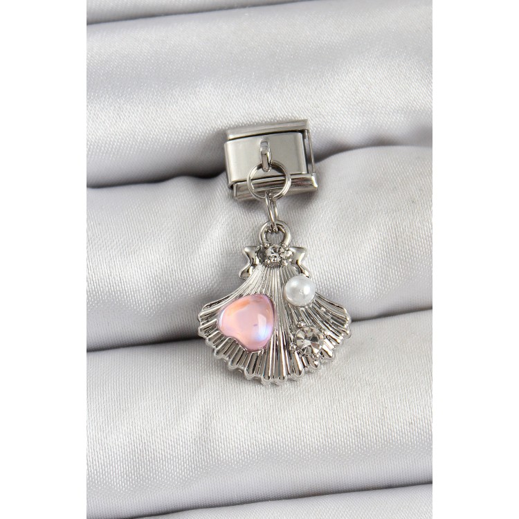 316L Çelik Sallantılı İnci Detaylı İstiridye Model Gümüş Renk Nomination Charm - TJ-BC1464 316L Çelik Sallantılı İnci Detaylı İstiridye Model Gümüş Renk Nomination Charm - TJ-BC1464