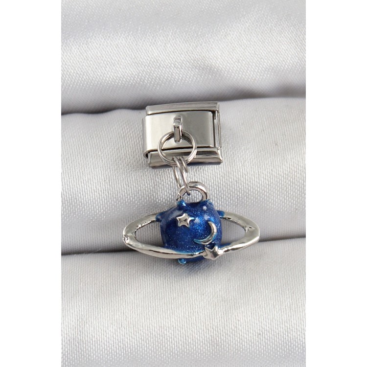 316L Çelik Sallantılı Satürn Model Gümüş Renk Nomination Charm - TJ-BC1470 316L Çelik Sallantılı Satürn Model Gümüş Renk Nomination Charm - TJ-BC1470