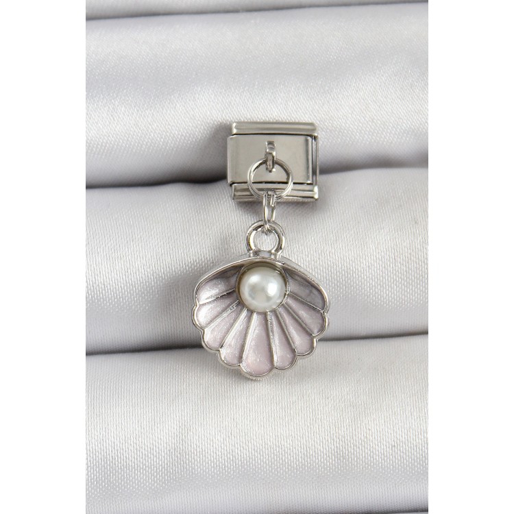 316L Çelik Sallantılı İnci Detaylı İstiridye Model Gümüş Renk Nomination Charm - TJ-BC1471 316L Çelik Sallantılı İnci Detaylı İstiridye Model Gümüş Renk Nomination Charm - TJ-BC1471