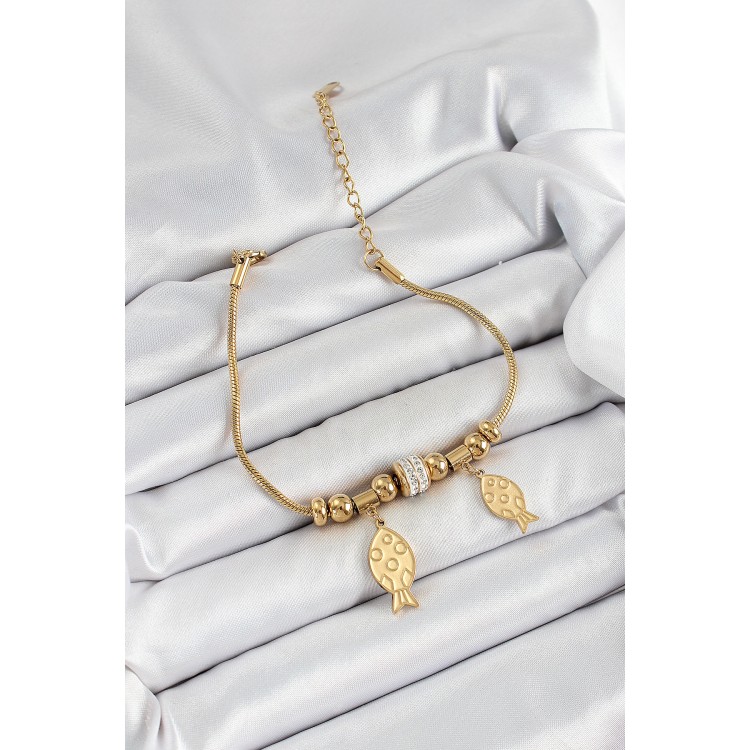 316L Çelik Gold Renk Balık Model Kadın Bileklik - TJ-BB7076