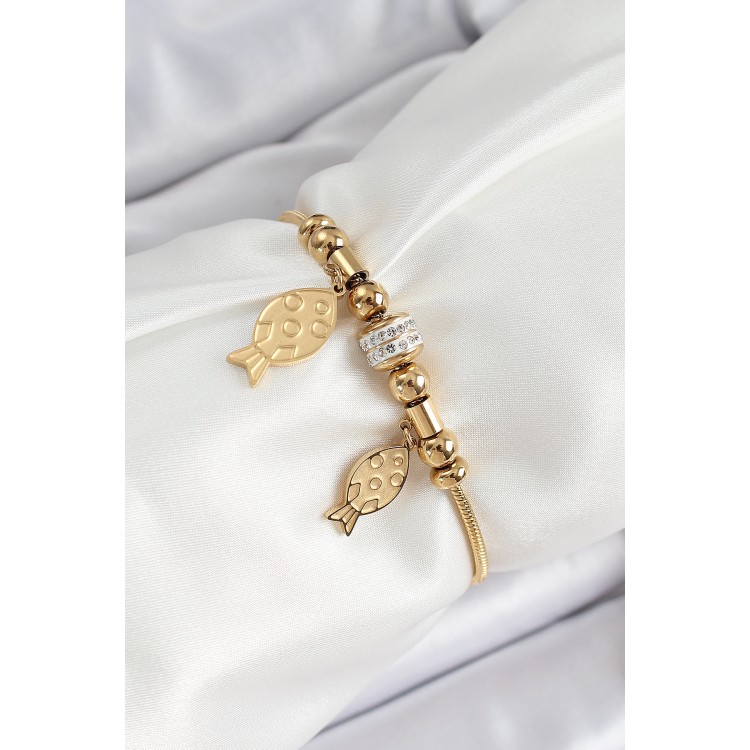 316L Çelik Gold Renk Balık Model Kadın Bileklik - TJ-BB7076