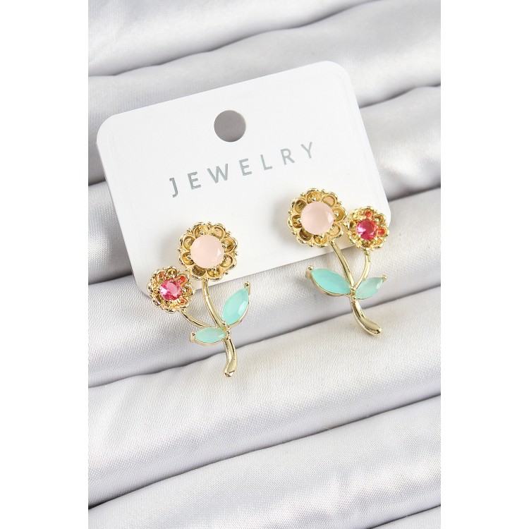 Pirinç Renkli Zirkon Taşlı Papatya Model Gold Renk Kadın Küpe - TJ-BKP10746 Pirinç Renkli Zirkon Taşlı Papatya Model Gold Renk Kadın Küpe - TJ-BKP10746