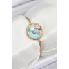 316L Çelik Zincir Turkuaz Mineli Sanatsal Portre İnci Detaylı Çiçek Model Gold Renk Kadın Bileklik - TJ-BB7227