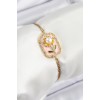 316L Çelik Zincir Pembe Mineli Sanatsal Portre İnci Detaylı Papatya Model Gold Renk Kadın Bileklik - TJ-BB7232