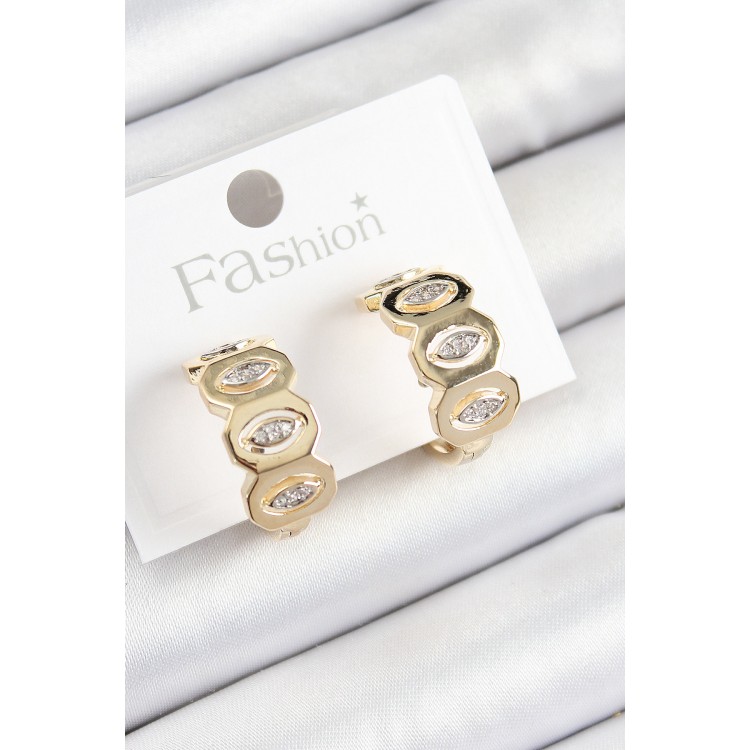 Pirinç Zirkon Taşlı Damla Figürlü Halka Model Gold Renk Kadın Küpe - TJ-BKP10784 Pirinç Zirkon Taşlı Damla Figürlü Halka Model Gold Renk Kadın Küpe - TJ-BKP10784
