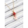 316L Çelik Zincir Kırmızı Balık Model Gold Renk Kadın Kolye - TJ-BKO10325